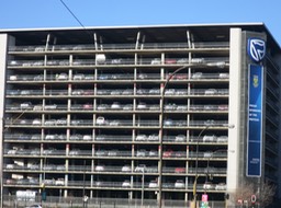 a local car park; good thing there are rails!