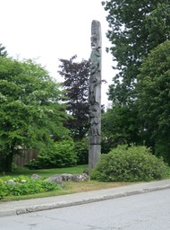 a totem pole in town park