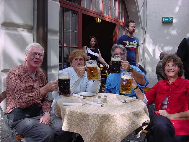 Beers at Hofbrauhaus in Munich, Germany
