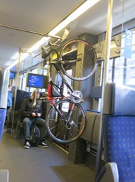 bicycle rack on a Swiss train