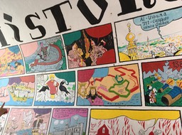 cartoon mural with Lisbon history