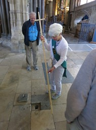 checking water table under Salisbury Cathedral