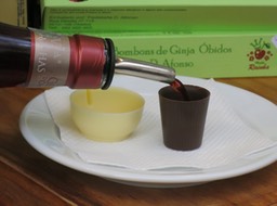 cherry liqueur in edible chocolate cups