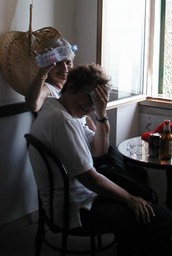 Madeline cooling Barb after hike