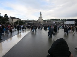 crowd at mass at Church of The Holy Trinity, Fatima