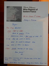 typical Rick Steves tour daily agenda posted in hotel lobby
