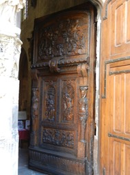 St Pierre; doors carved in Chestnut in 1551