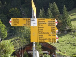 typical signs on Swiss hiking trails