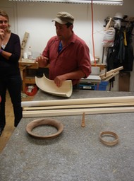 Heinz Tschiemer, alphorn maker, explaining his craft