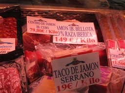 Ham in a market window