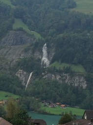 waterfall above Lake Lungern; view from our apartment window