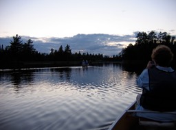 an evening paddle on the lake