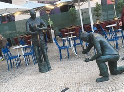 Lisbon Monument to workers who laid paved streets