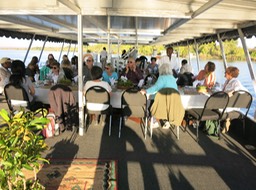 our final tour group dinner on a boat
