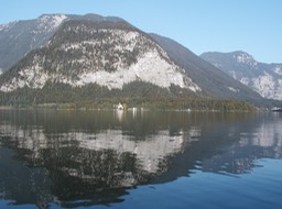 Hallstatt train station across the lake