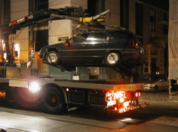 an illegally parked car