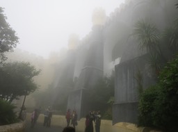 Pena Palace in Sintra in the fog