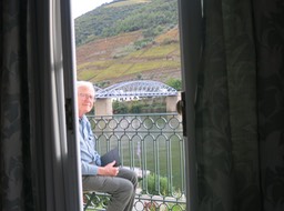 Russ on our hotel balcony in Pinh�o