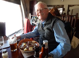 Russ with a great lunch in Cape Town