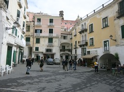 town square  taken over by film crew