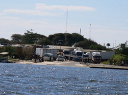 trucks waiting for the ferry