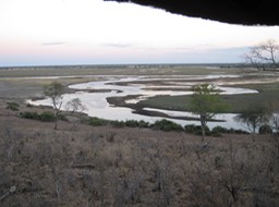view from lodge at camp in Chobe