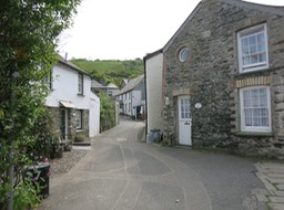 village scene in Port Isaac